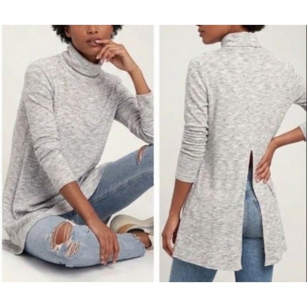 Free People Turtleneck Tunic Stonecold Ivory Multi Space Dye Swing Size S NWT